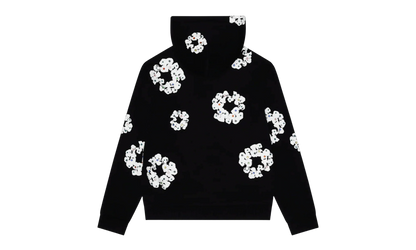 Cotton Wreath Rhinestone Studded Zip Hooded Sweatshirt "Black White" DT591