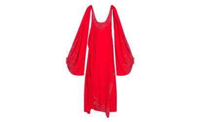 EMBROIDERED DRESS WITH OPEN SLEEVES "Red" RW DR9019 4893 E24 340