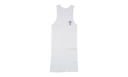 Art Basel Pink Crystal Cross Tank Top "White" CHRM0674