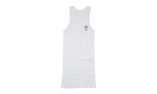 Art Basel Pink Crystal Cross Tank Top "White" CHRM0674