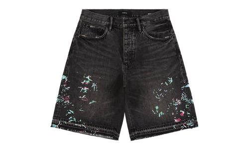 Splatter Embroidery Denim Shorts "Black" P059 UBSB226