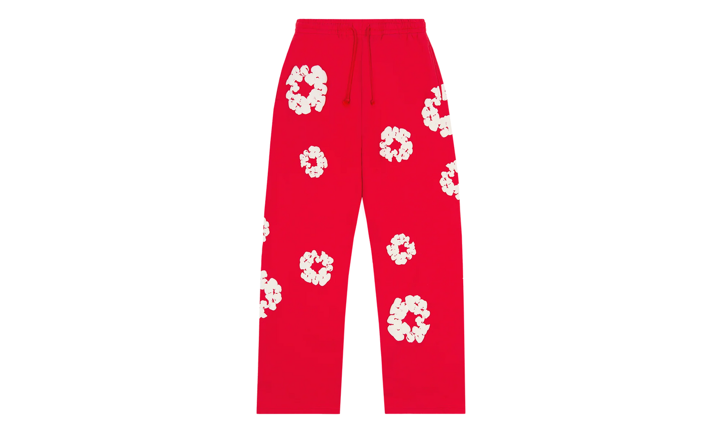 Cotton Wreath Baggy Sweatpants "Red" DT161