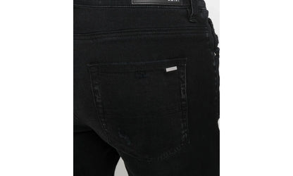 Slit Knee Cotton Denim Jeans "Antique Black" MDS003 003