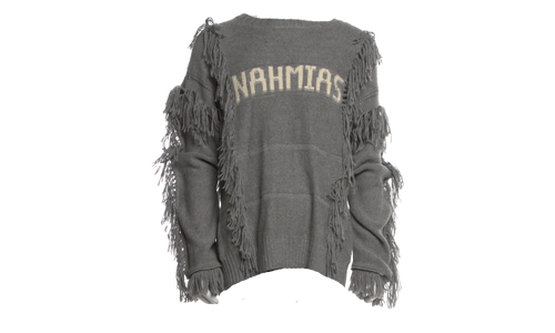 Crewneck Poncho Fringe Sweater "Grey" AW23 KW5 T16G1 020