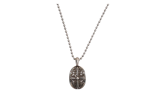 Oval Cross Pendant with Ball Chain "Silver" CHRM1135