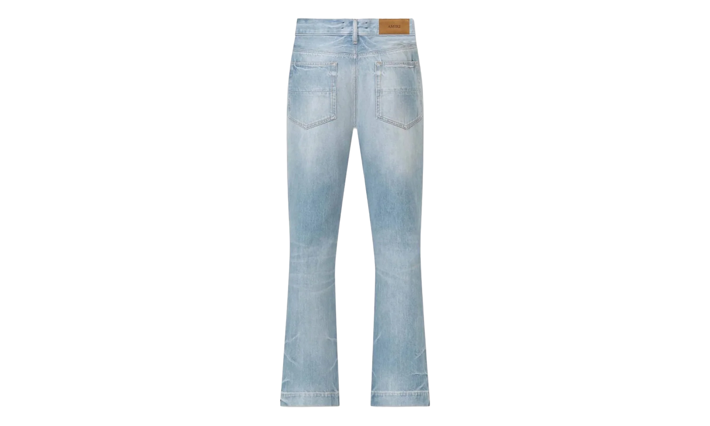 Long Straight Flare Jeans "Medium Indigo" WDR006 497 BLUE