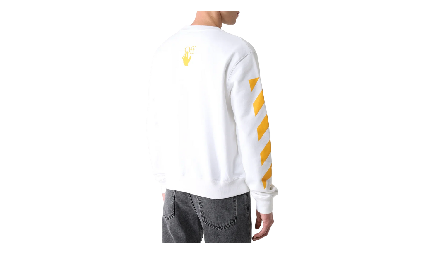 Caravaggio Print Slim Fit Sweatshirt "Saint Jerome Writing - White / Yellow" OMBA025F21FLE0090184
