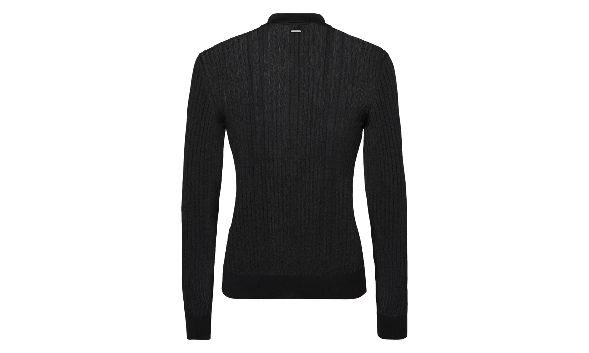 Sequin Stripe Knit Polo "Black" S74HA1531D13097900