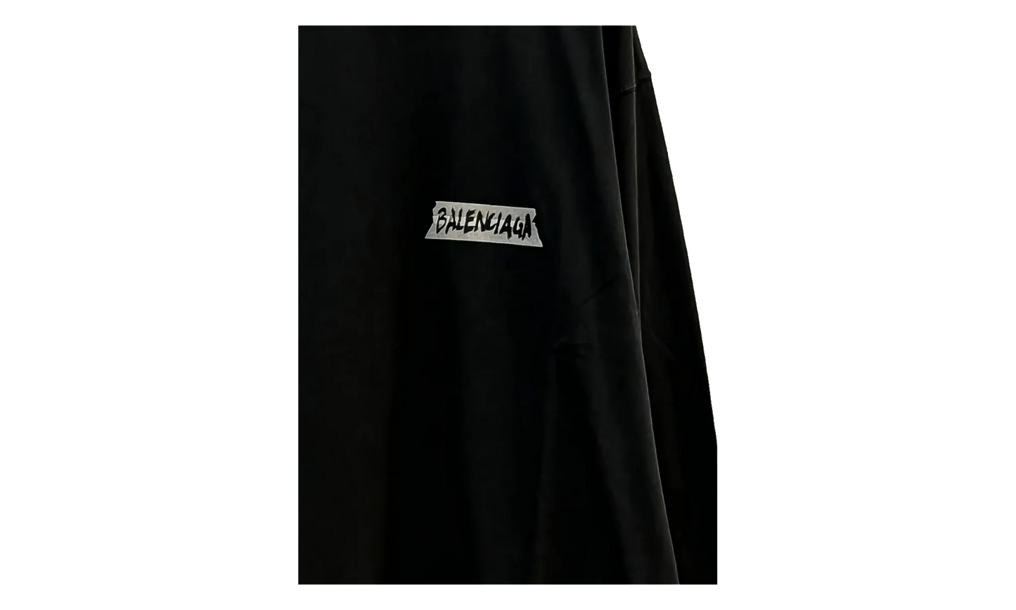 Long-Sleeve Crew Neck Oversized T-Shirt "Faded Washed Black" 850404 TTVL6 1041