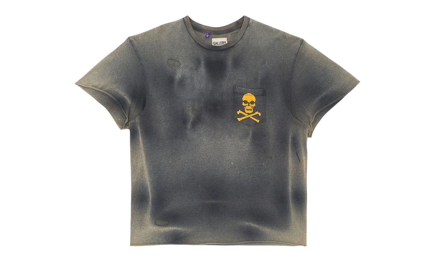 Zip Logo Short Sleeve Tee Shirt "Washed Black Yellow Red" ZPT 1000