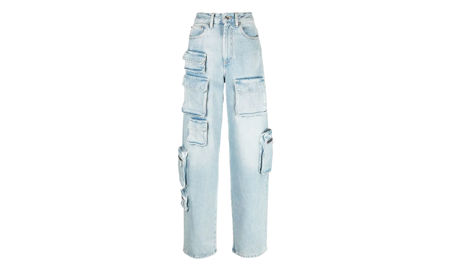 Bleach Multi-Pocket Cargo Jeans WMNS "Light Blue" OWYB012F22DEN0014000