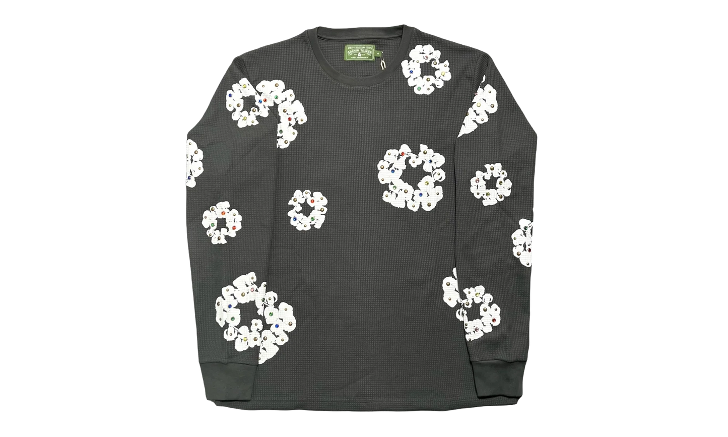 Rhinestone Cotton Wreath Thermal "Vintage Black" DT031