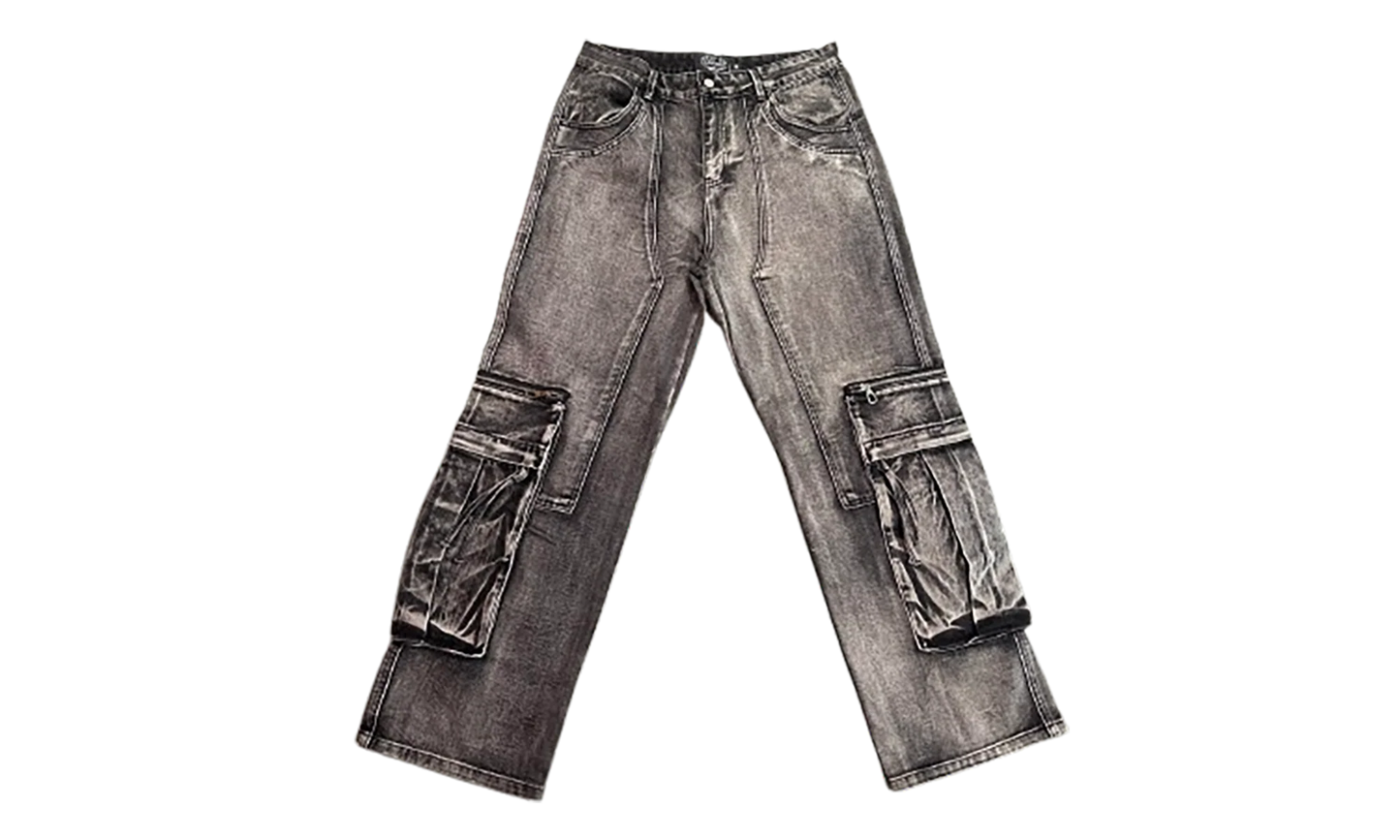 Double Knee Cargo Denim Pants "Black" VAL163