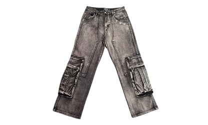 Double Knee Cargo Denim Pants "Black" VAL163