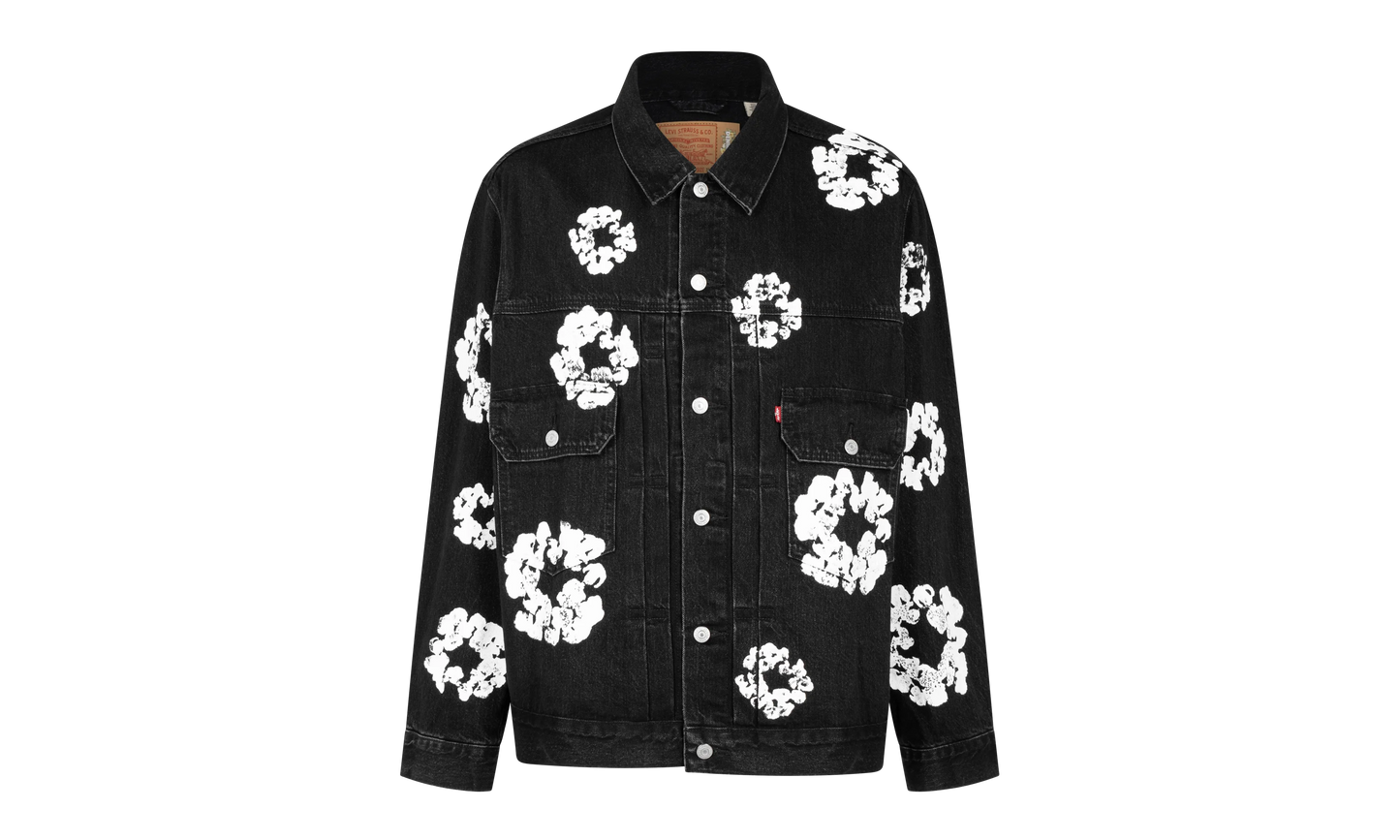 The Cotton Wreath Denim Jacket "Black" DT15