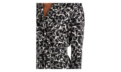 SILK FLORAL WRAP MIDI DRESS "Black" RW DR0013 5615 P23 10
