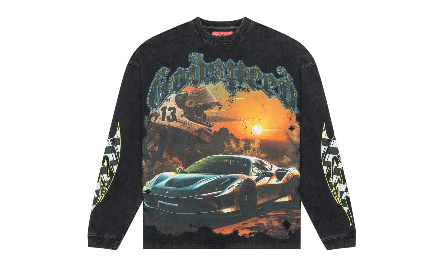 Sunset Drift LS T-Shirt "Black Wash" 8ZDGNQ1F