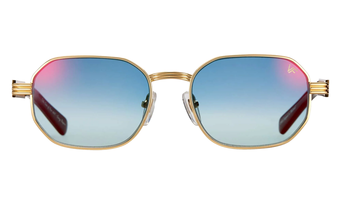 Hustler Jacques Cartier Edition 24KT "Yellow Gold / Royal Blue Two-Tone Multi Flash" JCHU2 0005 11C3