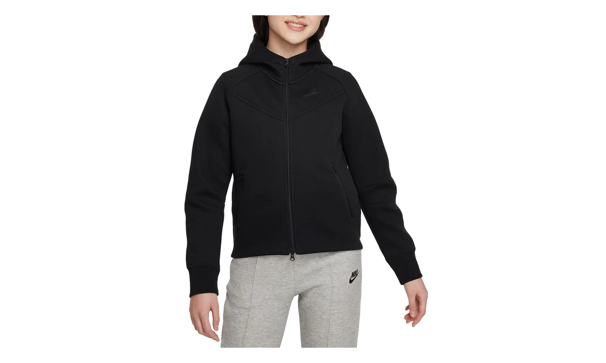 Sportswear Tech Fleece Girls' Full-Zip Hoodie GS "Black / Black / Black" FD2979 010
