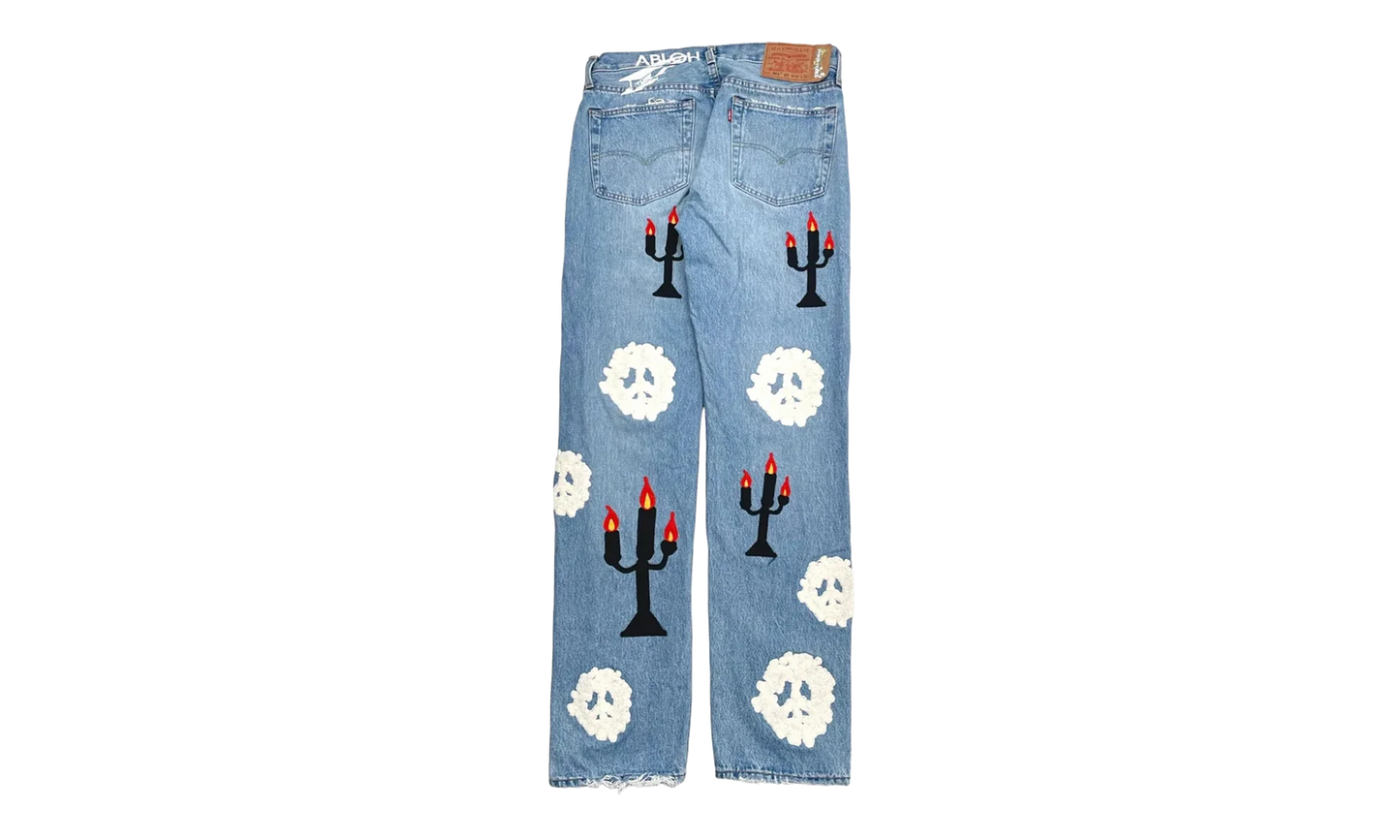 Levi's 501 Virgil Abloh Printed Jeans "Message in a Tear - Indigo" DT306