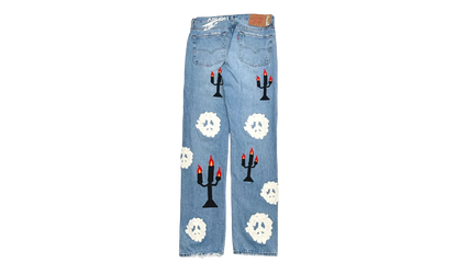 Levi's 501 Virgil Abloh Printed Jeans "Message in a Tear - Indigo" DT306