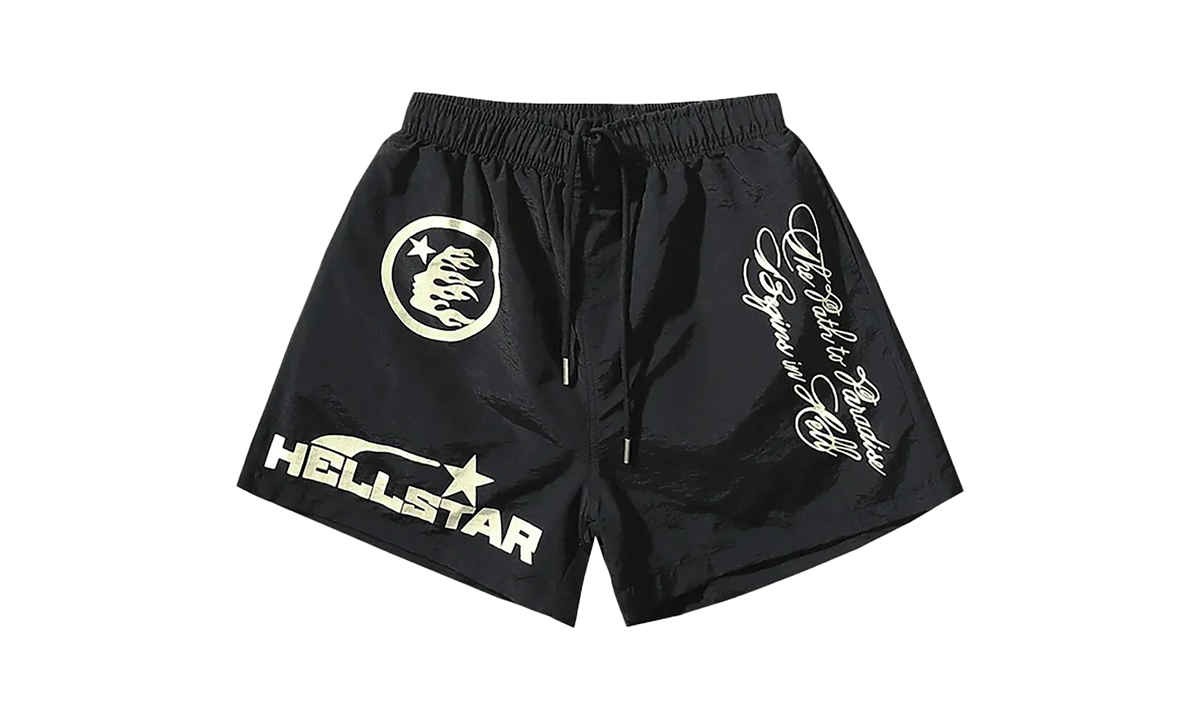 NYLON SHORTS - CURSIVE PRINT "Black" HSR168