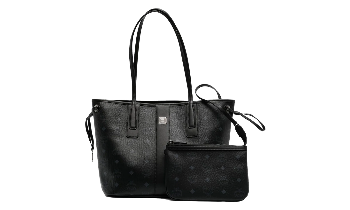 Small Liz Reversible Tote in Visetos "Black" MWPDSLR02BK001