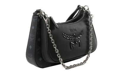 Small Aren Leather Mix Hobo in Visetos "Black" MWHGSTA04BK001