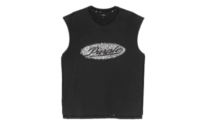 Sequin Script Sleeveless Tee "Black" P103 TBDS226
