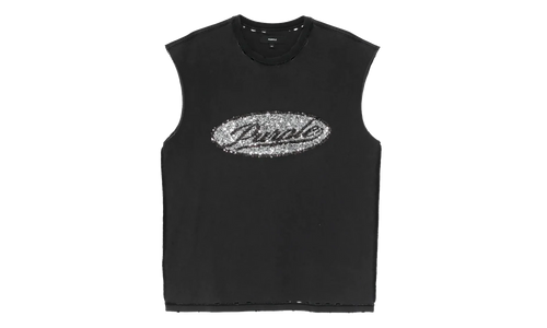 Sequin Script Sleeveless Tee "Black" P103 TBDS226