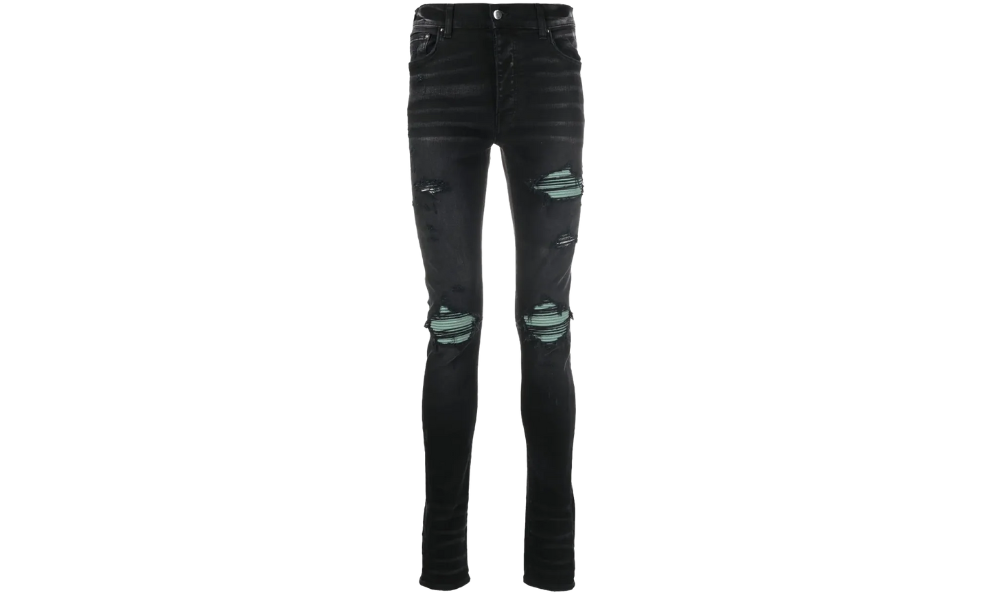 MX1 Green Ultra Suede Repair Jeans "Aged Black" SS22MDS007 023
