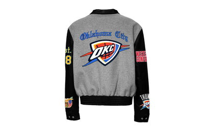 Oklahoma City Thunder Wool & Leather Old English Varsity Jacket "Gray" NBA OKL THU 103