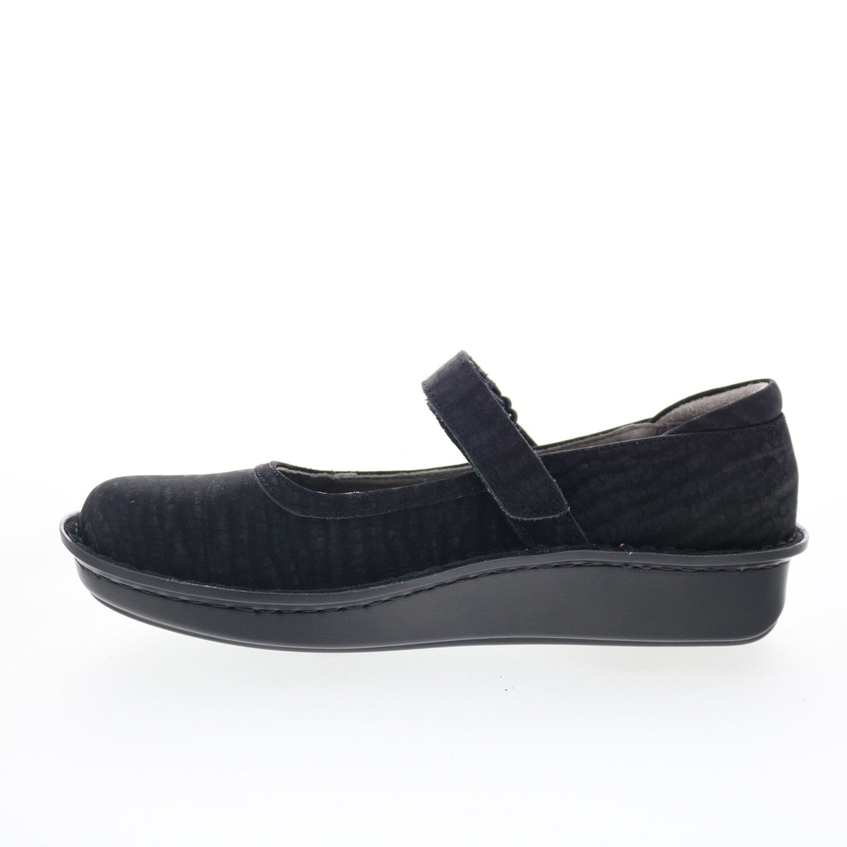 Alegria Belle BEL-277 Womens Black Leather Hook & Loop Mary Jane Flats Shoes