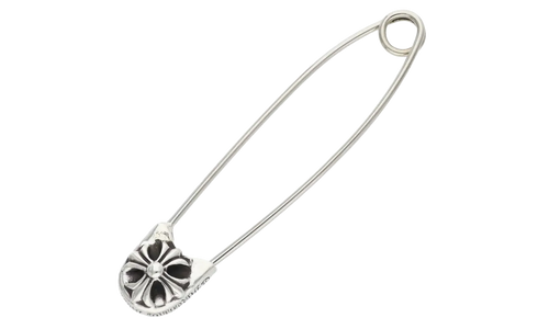 Large Safety Pin Necklace "Silver" CHRM0808