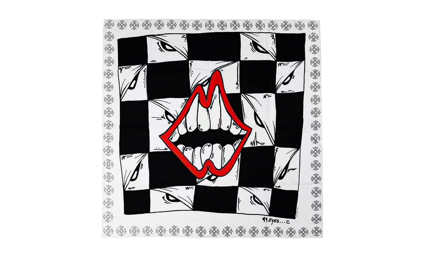 Matty Boy Chomper Silk Scarf "White / Black" CHRM1143