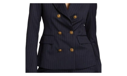 Pinstripe Double Breasted Blazer Suit Jacket "Navy" 0400022558453