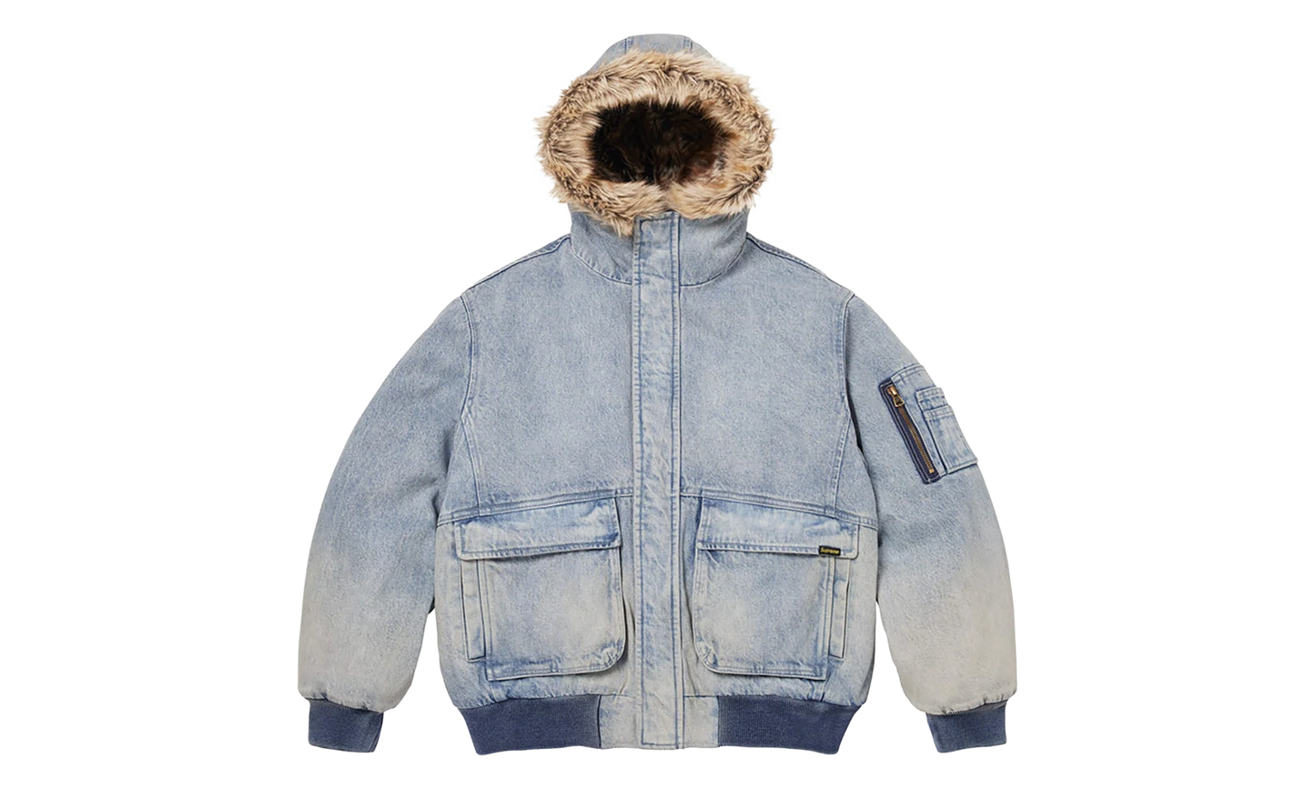 Reversible Faux Fur Hooded Work Jacket "SS26 - Denim" SU27009