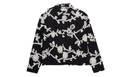 Floral Ribbon Button Up Shirt "Black" HTG260147 BLK