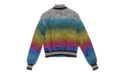 Silk Rainbow Leopard Bomber Jacket "Black" WOBOM-SLRBLW