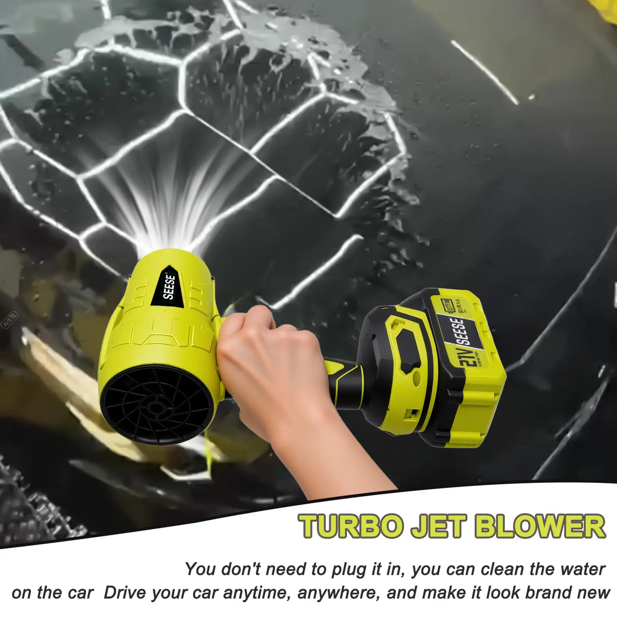 Cordless Turbo Jet Blower, Handheld Leaf & Car Dryer Fan