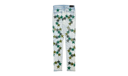 Leather Star Patch Jeans "Chemist - Light Indigo Green Multi" SS22MDS022 485