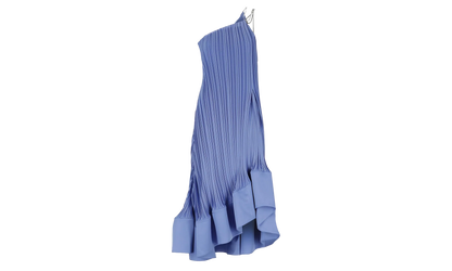 PLEATED ASYMMETRIC CASCADE DRESS "Light Blue" RW DR0011 5944 E24 166