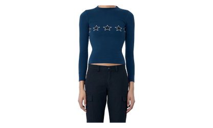 Long-Sleeve Fitted Crew Neck Top WMNS "Washed Navy" 856861 TTVL3 8806