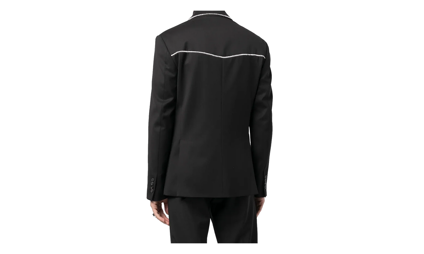 Crystal Trim Single Breast Jacket "Black" MJF017 001