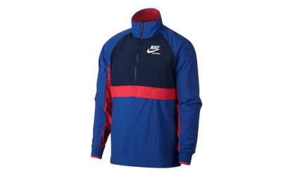 Half Zip Woven Archive Athletic Rain Jacket "Deep Royal Blue / Obsidian / White" 921743 480