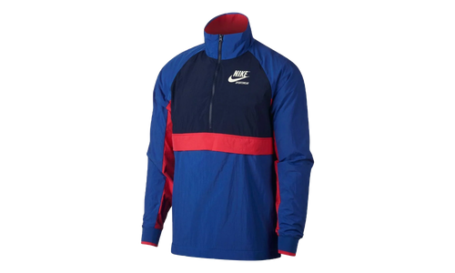 Half Zip Woven Archive Athletic Rain Jacket "Deep Royal Blue / Obsidian / White" 921743 480