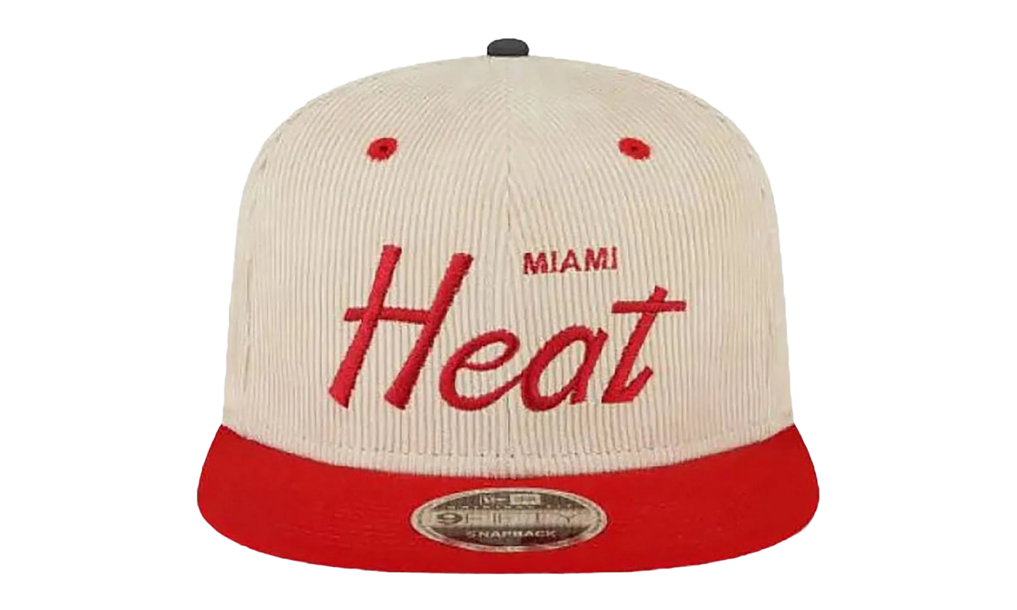 9FIFTY NBA MIAMI HEAT SNAPBACK HAT "ERIC EMANUEL - Cream/ Red" EE436