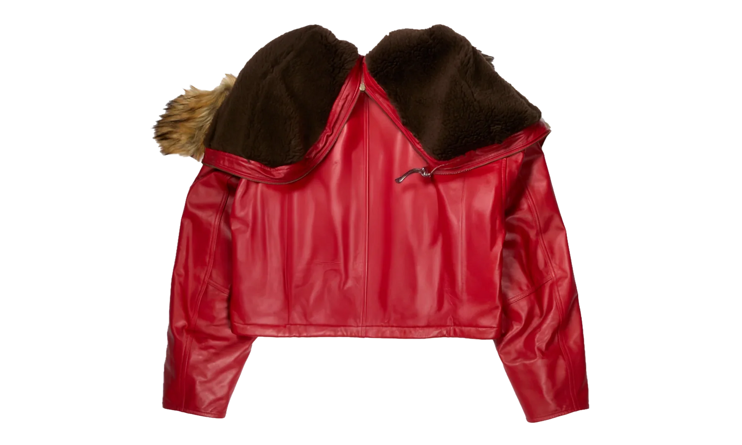 Leather Cropped N3B Jacket "Red" 12115561 RED