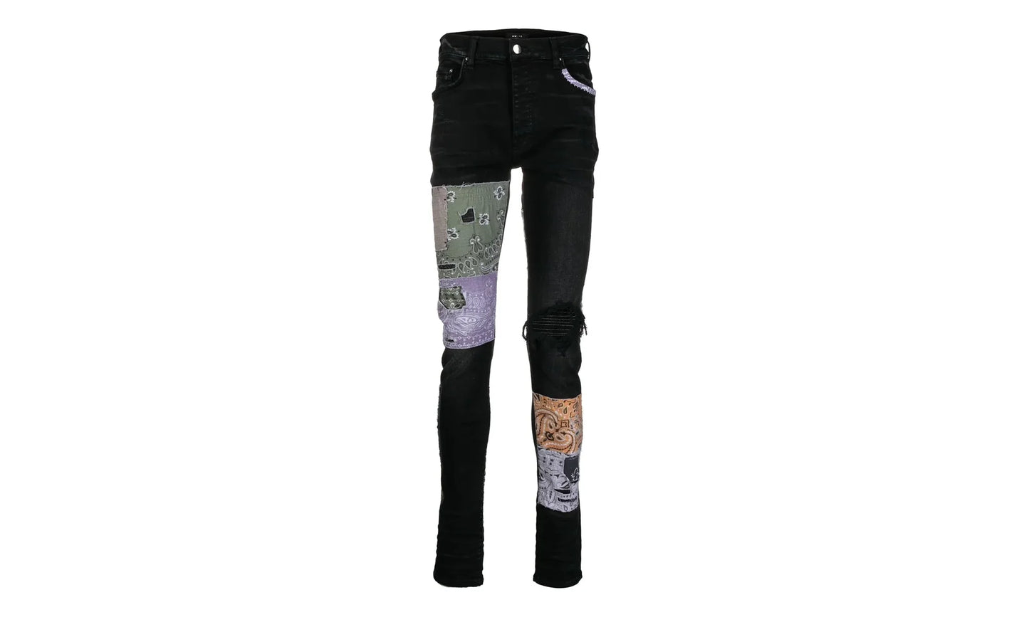 Bandana Art Patch Jeans "Aged Black" PF22MDS021 023