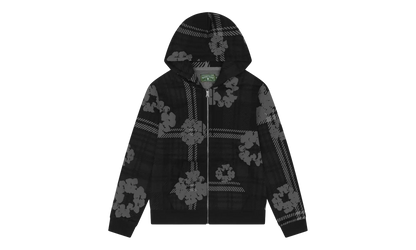Plaid Cotton Wreath Zip Hoodie "Black" DT390